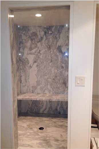 custom marmol sauna center view